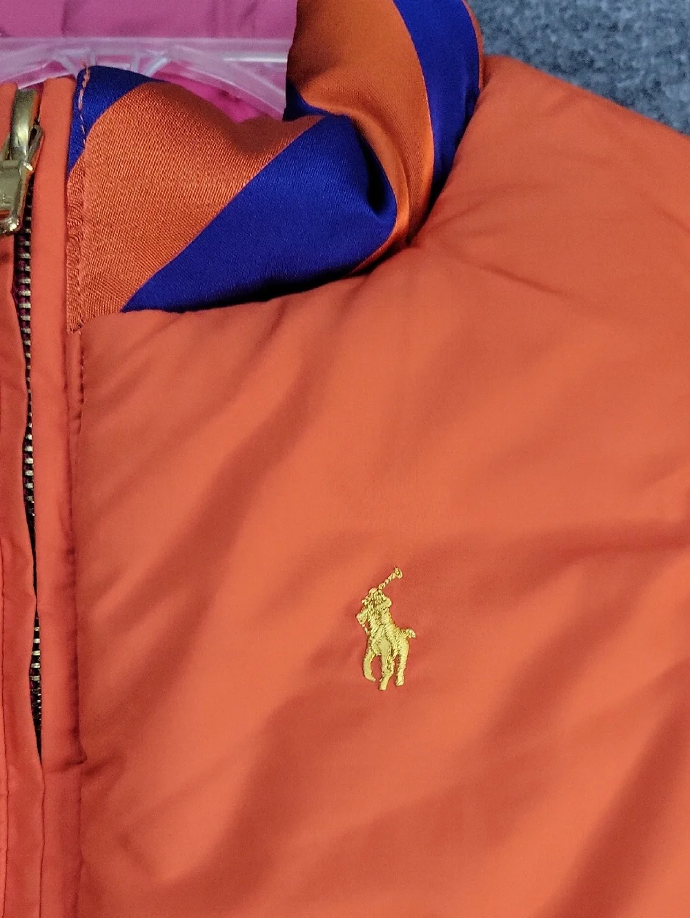 Ralph Lauren Reversible Vest Pink/Orange Youth Sz. L(10-12) Mock Collar Full Zip